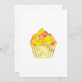 水彩カップケーキの絵 招待状 (正面/裏面)