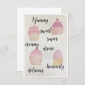 水彩カップケーキノートカード サンキューカード (正面/裏面)
