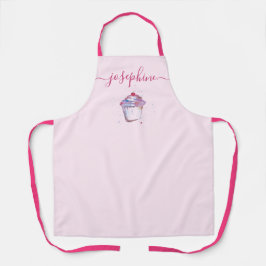 水彩カップケーキベエレガントーカー文字名 エプロン