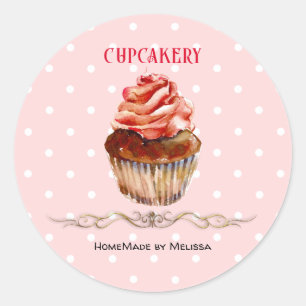 水彩カップケーキベーカリー製品シール ラウンドシール
