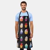 水彩カップケーキ魅力的:シームレスな背景 エプロン (着用した状態)