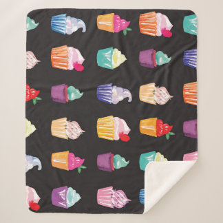 水彩カップケーキ魅力的：シームレスな背景 シェルパブランケット