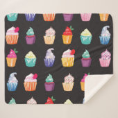 水彩カップケーキ魅力的：シームレスな背景 シェルパブランケット (正面(横))