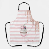 水彩カップケーキ, グリッター ドリップ, ストライプ エプロン (正面)