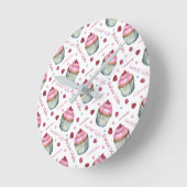 水彩カップケーキ ラウンド壁時計 (傾斜)