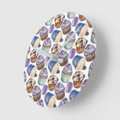 水彩カップケーキ ラウンド壁時計 (傾斜)