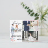 水彩カップルとバラ結婚のカーサンキュード ポストカード (スタンド正面)