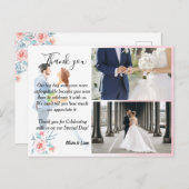 水彩カップルとバラ結婚のカーサンキュード ポストカード (正面/裏面)