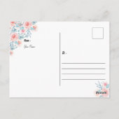 水彩カップルとバラ結婚のカーサンキュード ポストカード (裏面)