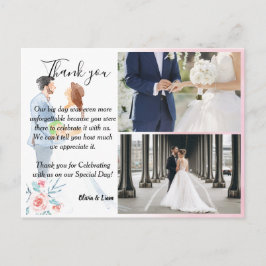 水彩カップルとバラ結婚のカーサンキュード ポストカード