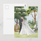 水彩カップル結婚アート ポストカード (正面/裏面)