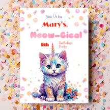 水彩カテコーンミオグティック誕生日招待状