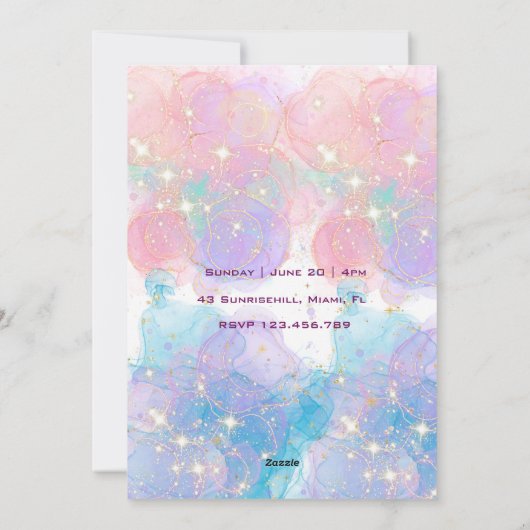 水彩カテコーンミオグティック誕生日招待状 シーズンカード (裏面)