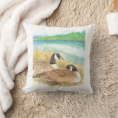 水彩カナダゲーゼのネスティングファミリー クッション (ブランケット)