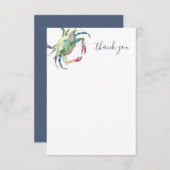 水彩カニビーチサンキューカード ノートカード (正面/裏面)
