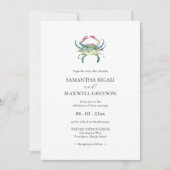 水彩カニビーチ結婚式招待状 (正面)