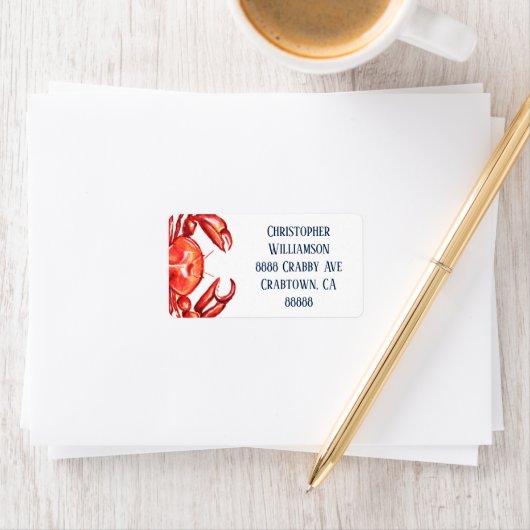 水彩カニ差出人住所 ラベル (インサイチュ)