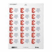 水彩カニ差出人住所 ラベル (フルシート)