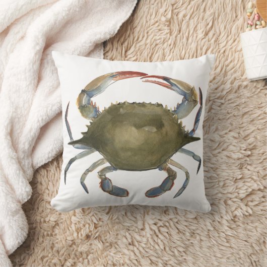 水彩カニ – 灰色 クッション (ブランケット)