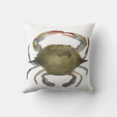 水彩カニ – 灰色 クッション (裏面)