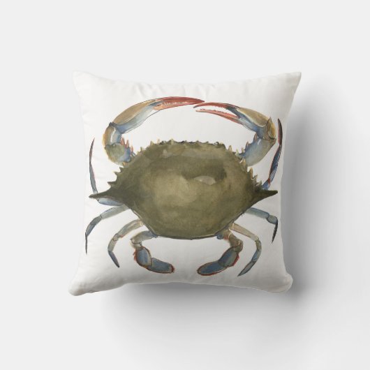 水彩カニ – 灰色 クッション (裏面)