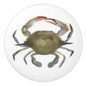 水彩カニ – 灰色 セラミックノブ (正面)