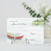 水彩カヌー湖結婚の反応 出欠カード (スタンド正面)