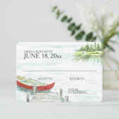 水彩カヌー湖結婚の反応 出欠カード (スタンド正面)