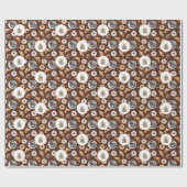 水彩カフェコーヒーベーカリーブランドロゴパターン ラッピングペーパー (フラット)