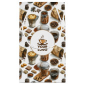 水彩カフェパン屋コーヒーブランドロゴパターン スモールペーパーバッグ (裏面)