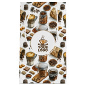 水彩カフェパン屋コーヒーブランドロゴパターン スモールペーパーバッグ (正面)