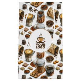 水彩カフェパン屋コーヒーブランドロゴパターン スモールペーパーバッグ