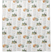 水彩カボチャとヒョウタン シャワーカーテン (正面)