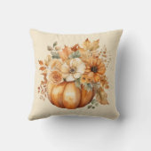 水彩カボチャとフローラデザイン- クッション (裏面)