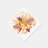 水彩カボチャとフローラ感謝祭 スタンダードカクテルナプキン (角)
