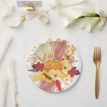 水彩カボチャとフローラ感謝祭