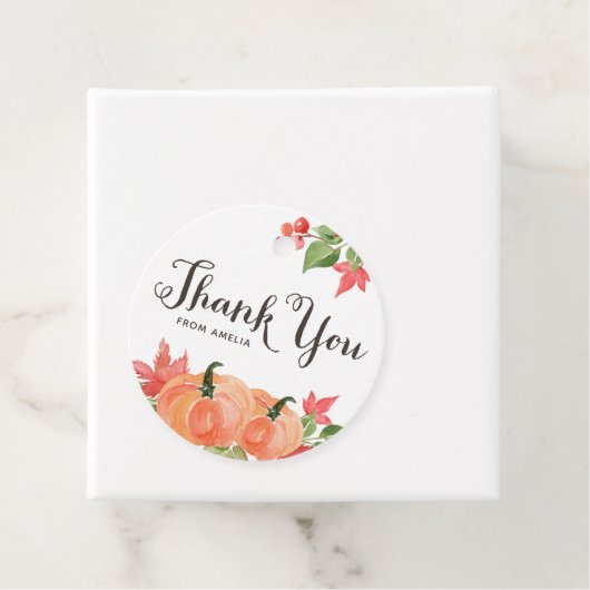 水彩カボチャとメープル葉ズに感謝 フェイバータグ (インサイチュ)