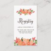 水彩カボチャとメープル葉ベビーレジストリ エンクロージャーカード (正面)
