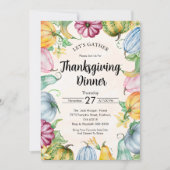水彩カボチャと感謝祭離れディナー 招待状 (正面)
