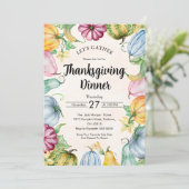 水彩カボチャと感謝祭離れディナー 招待状 (スタンド正面)