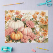 水彩カボチャと秋の葉のデコページ 薄葉紙 (クラフト)