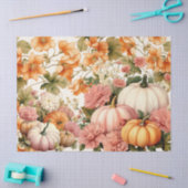 水彩カボチャと秋の葉のデコページ 薄葉紙 (クラフト)