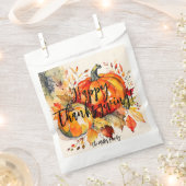 水彩カボチャと紅葉感謝祭 フェイバーバッグ (クリップ留めされた状態)