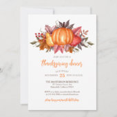 水彩カボチャと紅葉感謝祭 招待状 (正面)