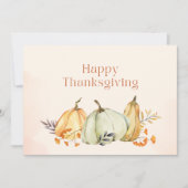 水彩カボチャと葉の感謝祭 シーズンカード (正面)