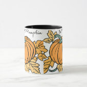 水彩カボチャのコーヒーと紅葉マグ マグカップ (中央)