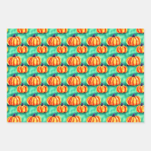 水彩カボチャのハロウィーンラッピング紙パック ラッピングペーパーシート (正面)