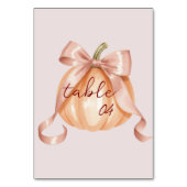 水彩カボチャのピンクボウテーブル番号記号 テーブルナンバー (正面)