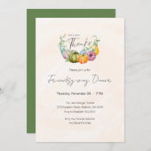 水彩カボチャのフレンドリディナーパーティー 招待状 (正面/裏面)