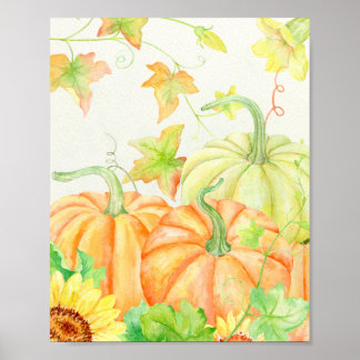 水彩カボチャのポスター ポスター